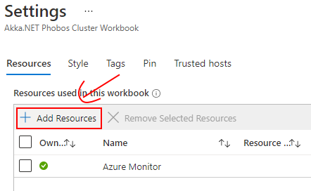 Add resources to Azure workbook
